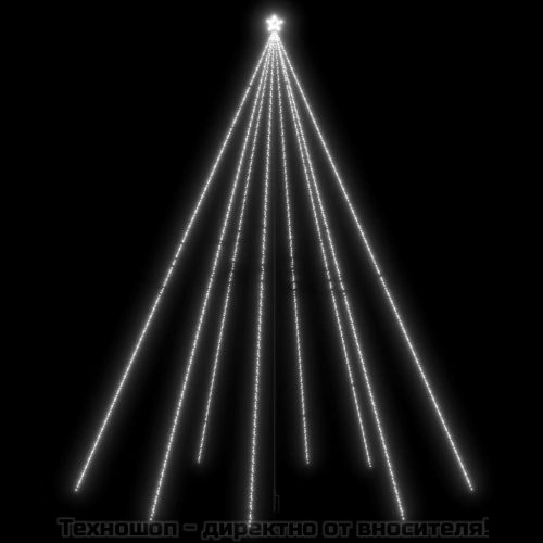 Светеща коледна елха закрито/открито 1300 LED студено бяла 8 м