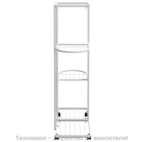 4-етажна стойка за цветя на колела, 44x23x80 см, бяла, желязо