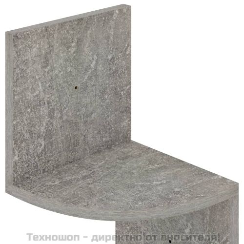 Стенен ъглов рафт, бетонно сив, 19x19x123 см, инженерно дърво