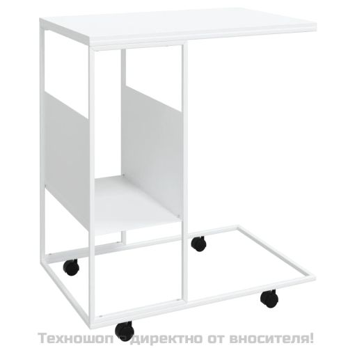 Помощна маса с колелца бяла 55x36x63,5 см инженерно дърво