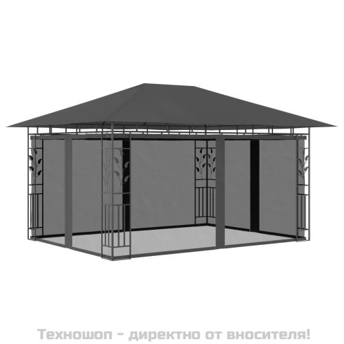 Шатра с мрежа против комари, 4x3x2,73 м, антрацит, 180 г/м²