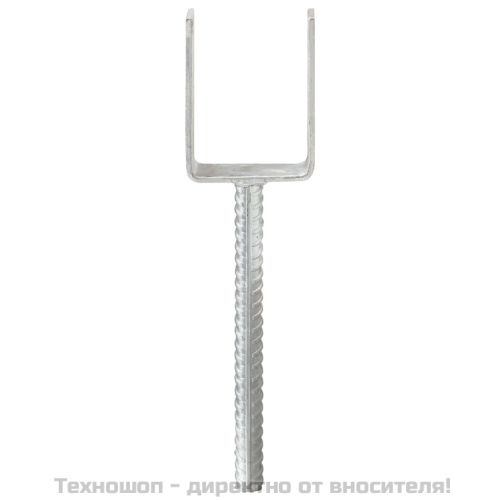 Оградни подпори 6 бр сребристи 7x6x30 см поцинкована стомана