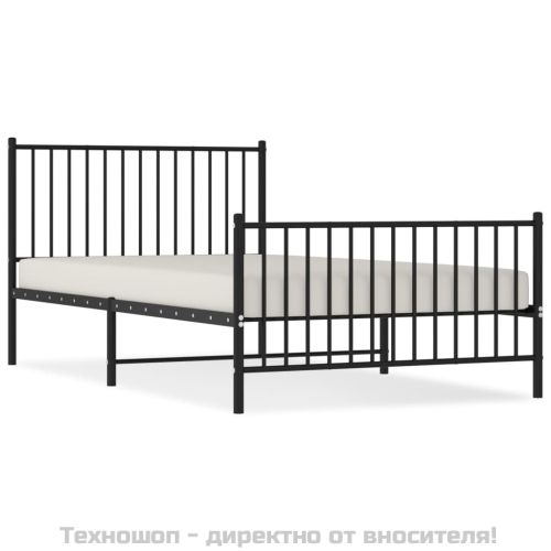 Метална рамка за легло с горна и долна табла, черна, 107x203 см