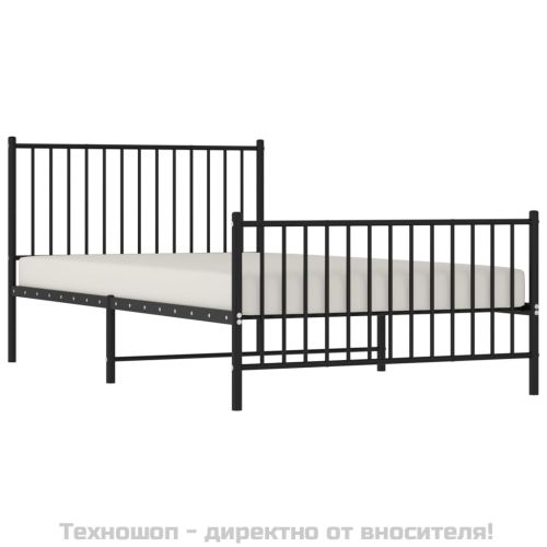Метална рамка за легло с горна и долна табла, черна, 107x203 см