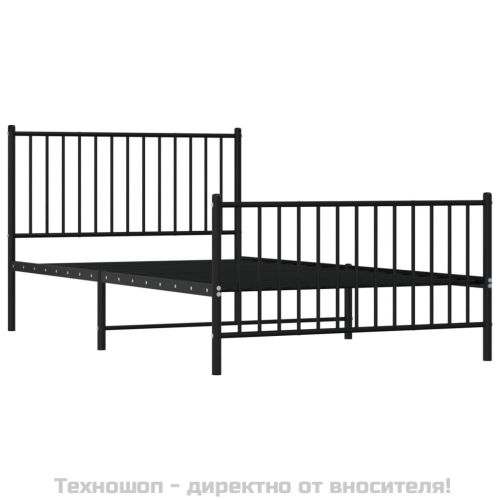 Метална рамка за легло с горна и долна табла, черна, 107x203 см
