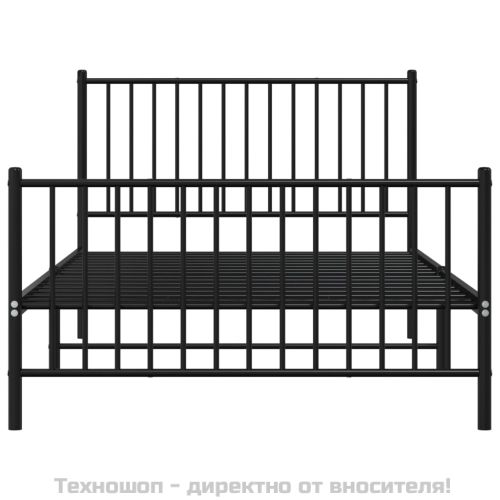 Метална рамка за легло с горна и долна табла, черна, 107x203 см