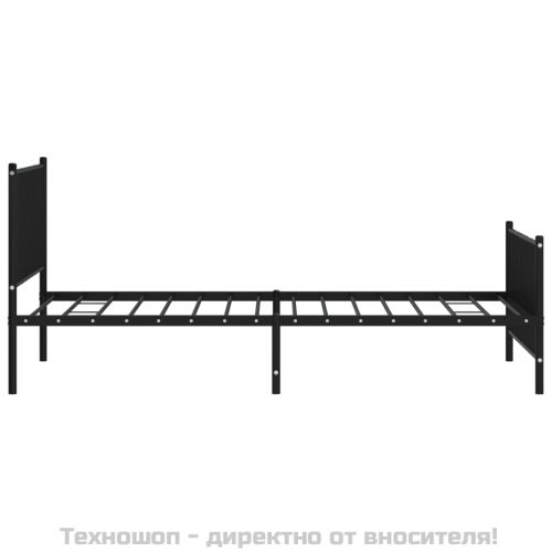 Метална рамка за легло с горна и долна табла, черна, 107x203 см