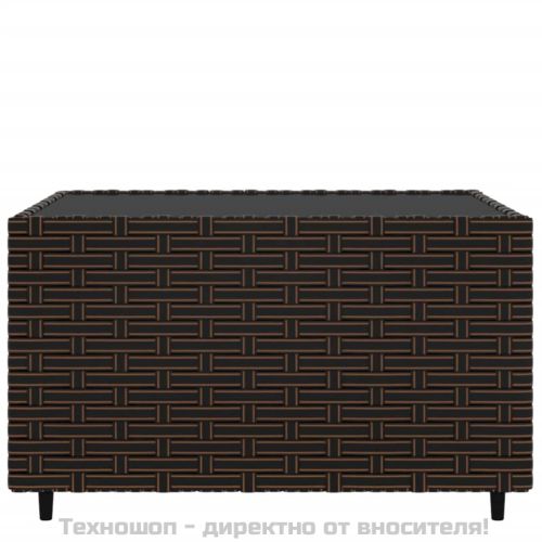 Квадратна градинска масичка за кафе кафява 50x50x30см полиратан