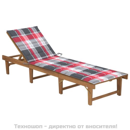 Сгъваем шезлонг с шалте, акациево дърво масив