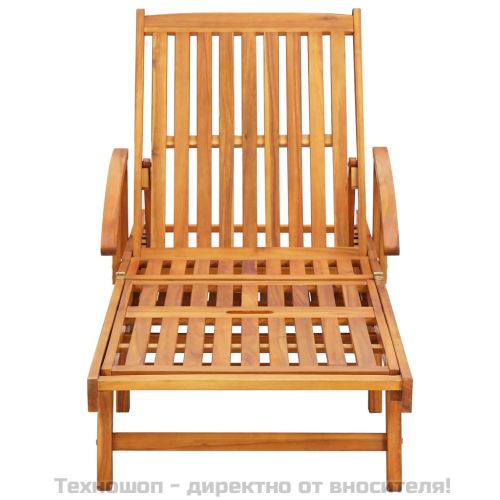 Шезлонги, 2 бр, с възглавници, акациево дърво масив