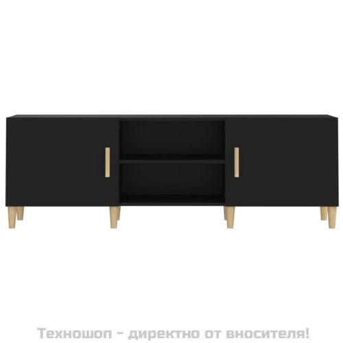 ТВ шкаф, черен, 150x30x50 см, инженерно дърво