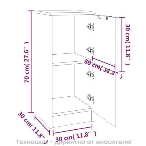 Сайдборд, дъб сонома, 30x30x70 см, инженерно дърво