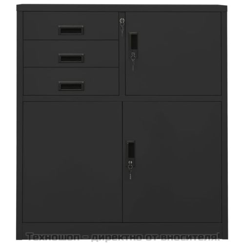 Офис шкаф, антрацит, 90x40x102 см, стомана