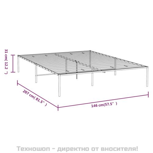 Метална рамка за легло, черна, 140x200 см