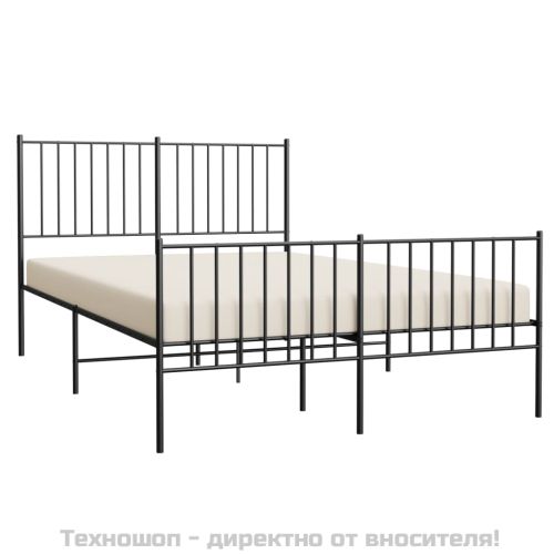 Метална рамка за легло с горна и долна табла, черна, 120x200 см