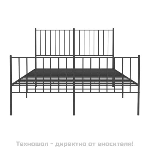 Метална рамка за легло с горна и долна табла, черна, 120x200 см