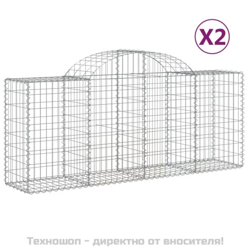 Габионни кошници арка 2 бр 200x50x80/100 см поцинковано желязо