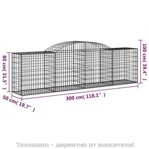 Габионни кошници арка 2 бр 300x50x80/100 см поцинковано желязо