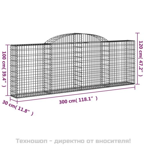 Габионни кошници арка 3 бр 300x30x100/120 см поцинковано желязо