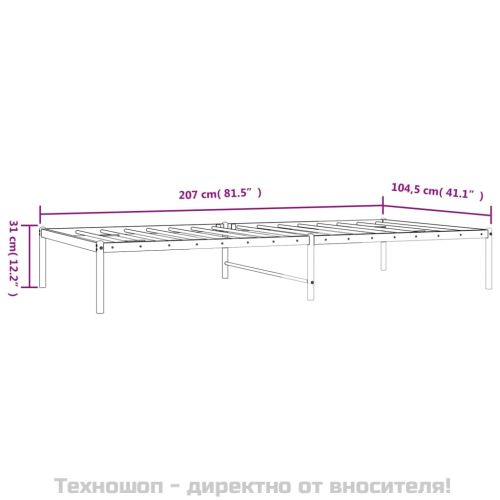 Метална рамка за легло, черна, 100x200 см