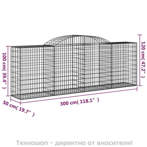 Габионни кошници арка 3 бр 300x50x100/120 см поцинковано желязо