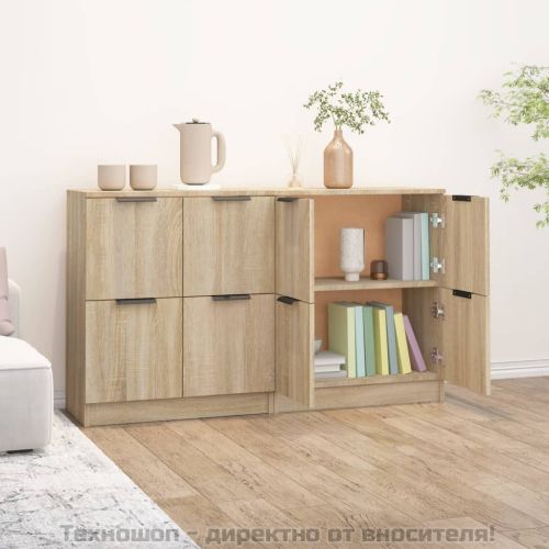 Сайдборди, 2 бр, дъб сонома, 60x30x70 см, инженерно дърво