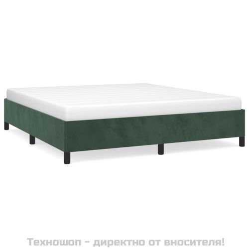 Рамка за легло без матрак, тъмнозелена, 180x200 см, кадифе