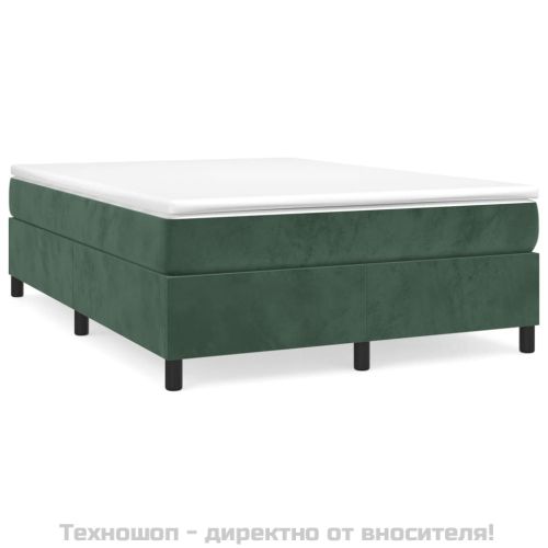 Рамка за легло с пружини, тъмнозелена, 140x190 см, кадифе