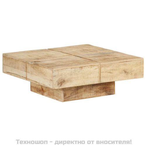 Маса за кафе, 80x80x28 cм, мангово дърво масив