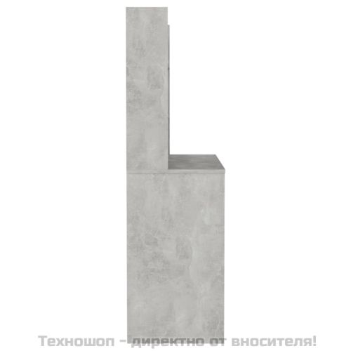 Тоалетка с LED лампи, 100x40x135 см, МДФ, бетонно сиво