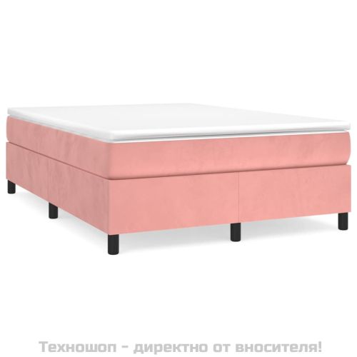 Рамка за легло с пружини, розова, 140x190 см, кадифе