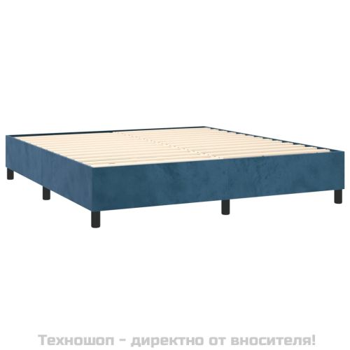Рамка за легло с пружини, тъмносиня, 160x200 см, кадифе