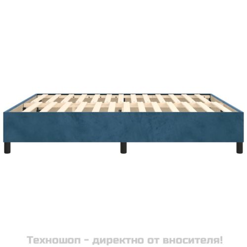 Рамка за легло с пружини, тъмносиня, 160x200 см, кадифе