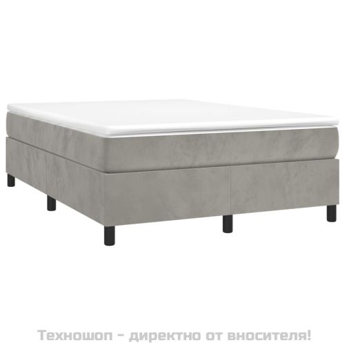 Рамка за легло с пружини, светлосив, 140x190 см, кадифе