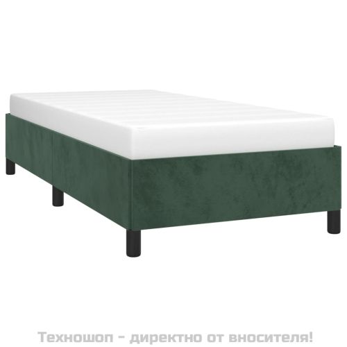 Рамка за легло без матрак, тъмнозелена, 90x200 см, кадифе