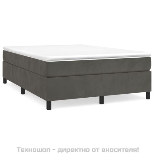 Рамка за легло с пружини, тъмносива, 140x200 см, кадифе