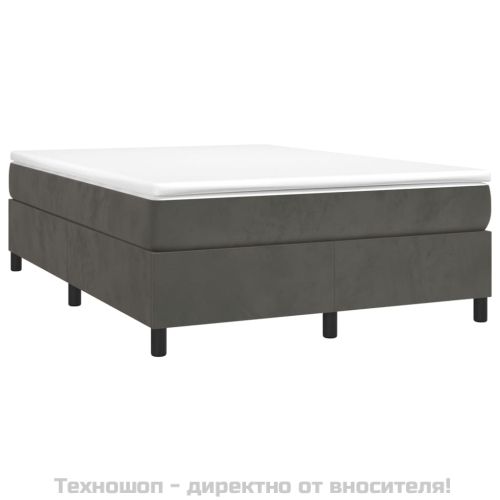 Рамка за легло с пружини, тъмносива, 140x200 см, кадифе