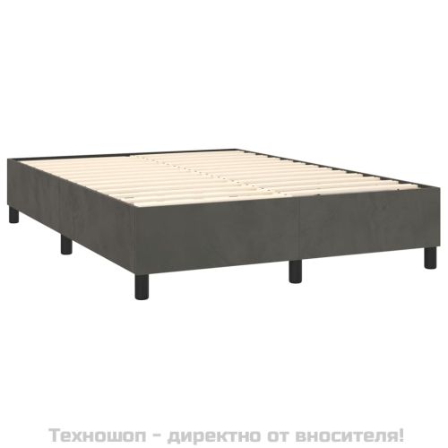 Рамка за легло с пружини, тъмносива, 140x200 см, кадифе