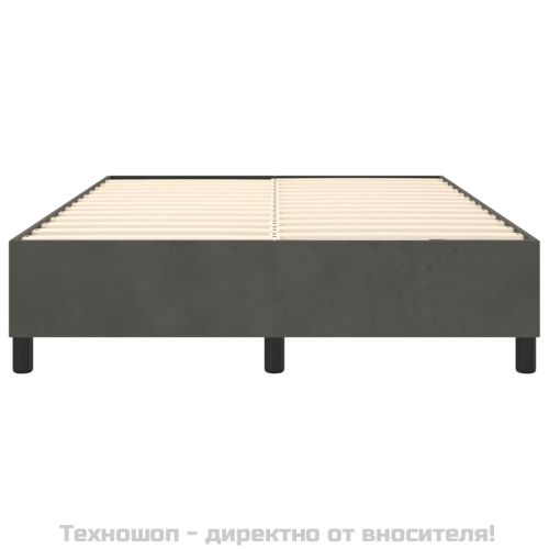 Рамка за легло с пружини, тъмносива, 140x200 см, кадифе