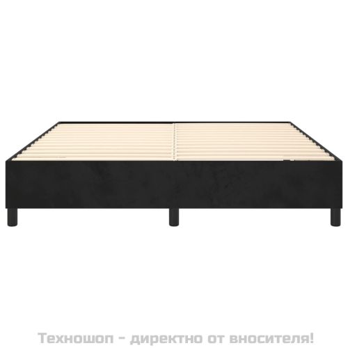 Рамка за легло с пружини, черна, 160x200 см, кадифе