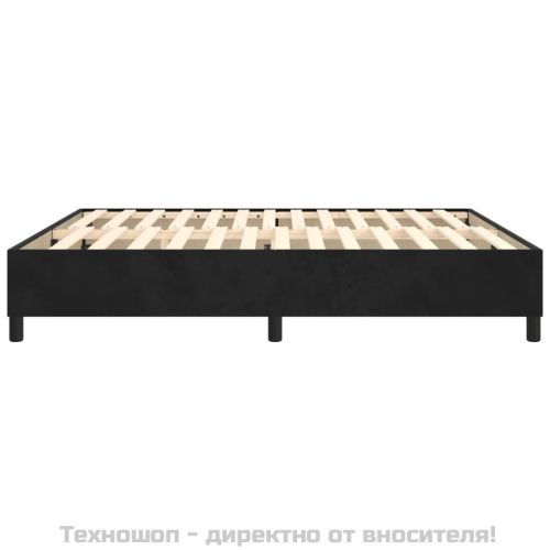 Рамка за легло с пружини, черна, 160x200 см, кадифе