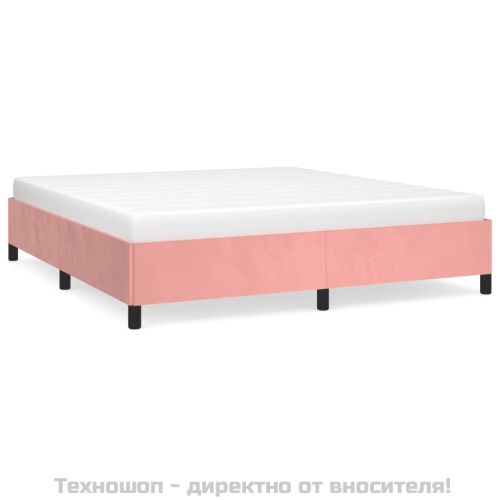 Рамка за легло, розова, 160x200 см, кадифе