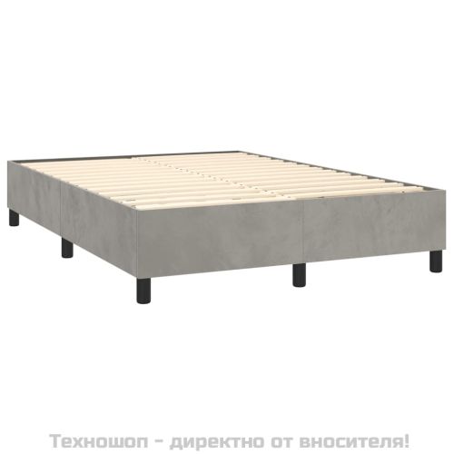 Рамка за легло с пружини, светлосива, 140x200 см, кадифе
