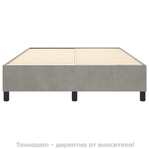 Рамка за легло с пружини, светлосива, 140x200 см, кадифе