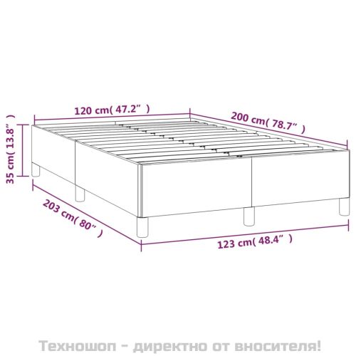 Рамка за легло без матрак, тъмносиня, 120x200 см, кадифе
