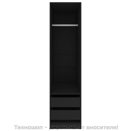 Гардероб с чекмеджета, черен, 50x50x200 см, ПДЧ