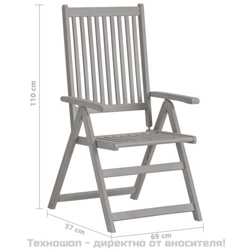 Градински накланящи се столове 4 бр с възглавници акация масив