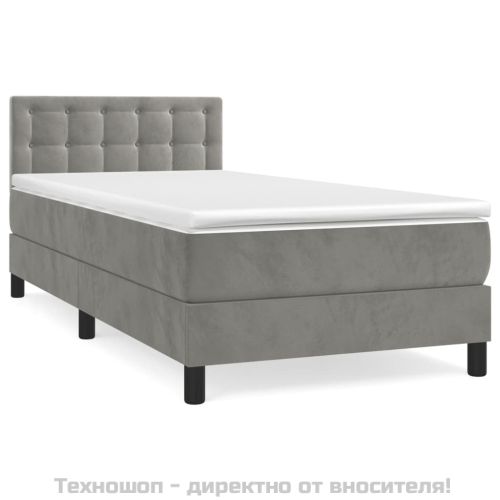 Боксспринг легло с матрак, светлосиво, 80x200 см, кадифе