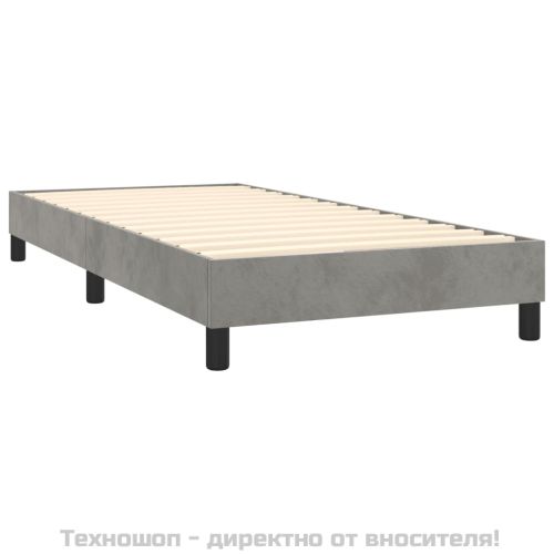 Боксспринг легло с матрак, светлосиво, 80x200 см, кадифе