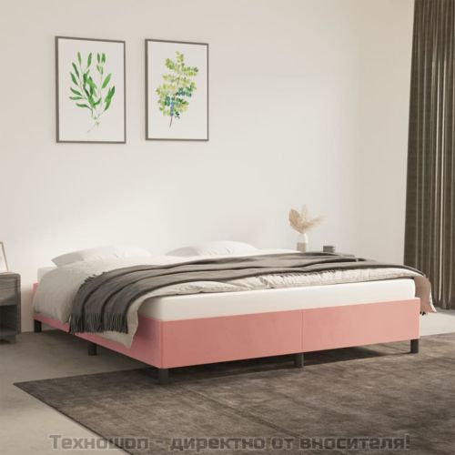Рамка за легло, розова, 180x200 см, кадифе